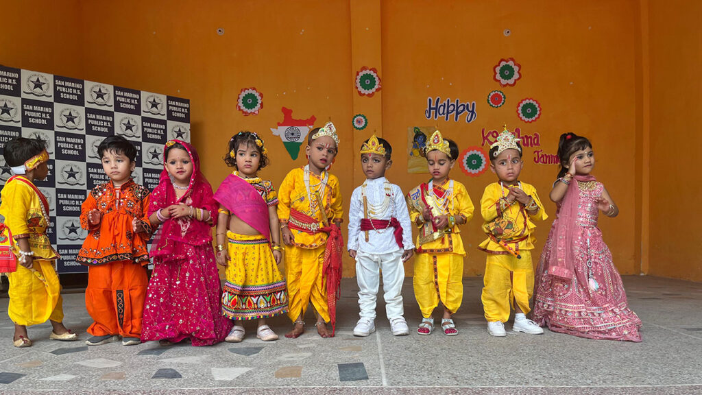 “Teachers and students actively participated in the San Marino School Janmashtami Celebration, making it a joyful and spiritual event.”