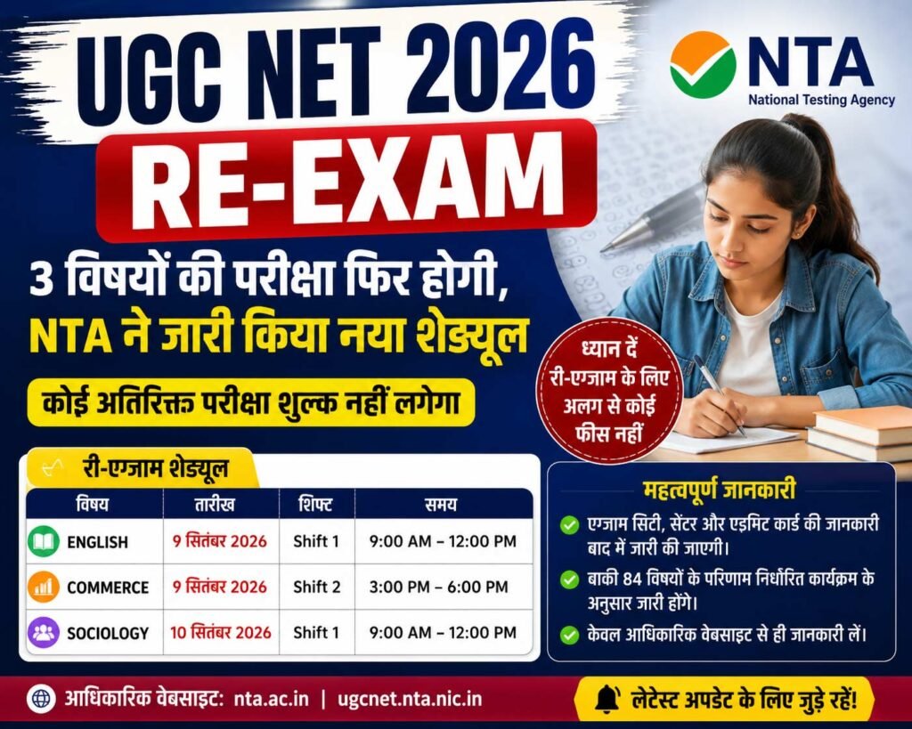 UGC NET 2026 Re-Exam English Commerce Sociology NTA